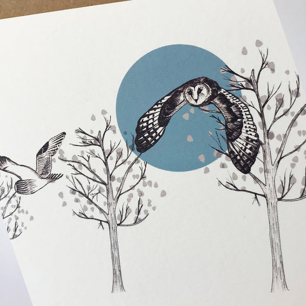 Flying Owl Greetings Card