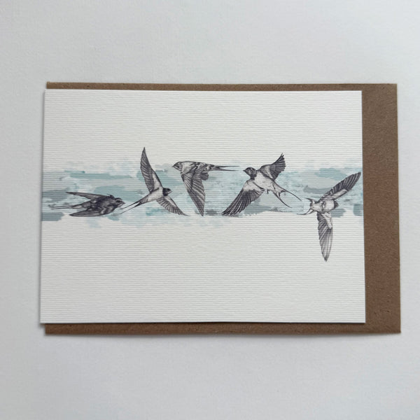 Blue Swallows Greetings Card