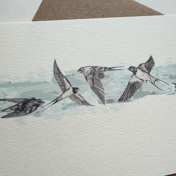Blue Swallows Greetings Card