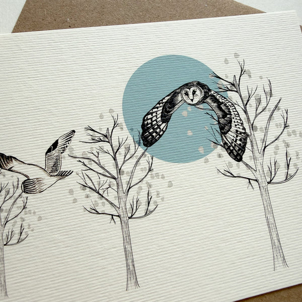 Flying Owl Greetings Card