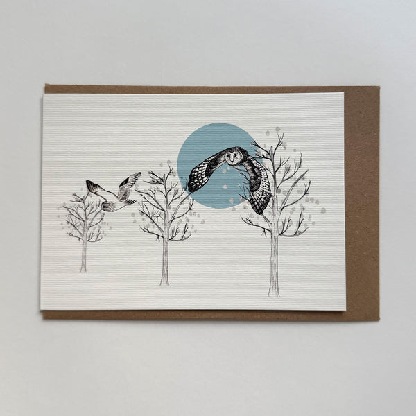 Flying Owl Greetings Card