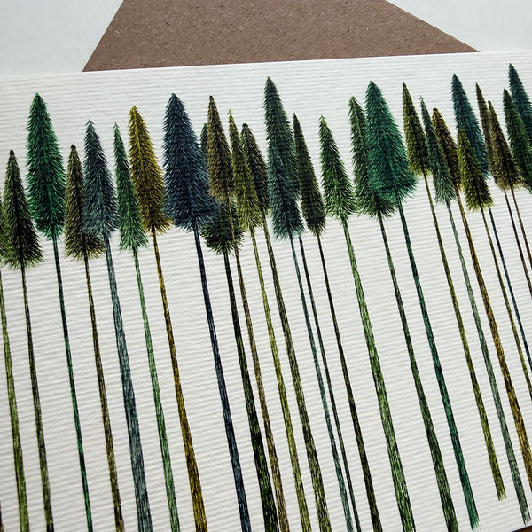 Green Trees Greetings Card