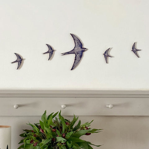 Small Wooden flying swallows