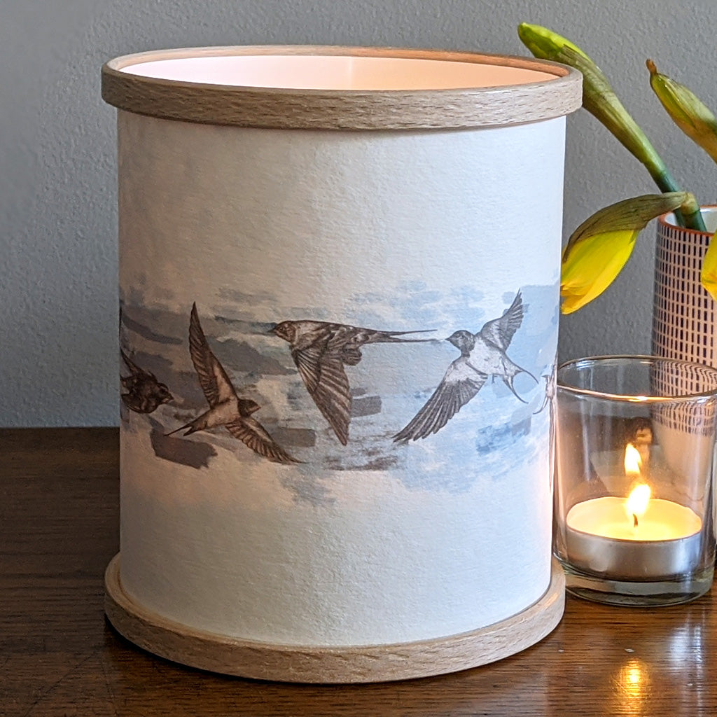 Blue Swallows Candle Cover