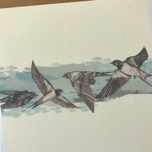 Blue Swallows Greetings Card
