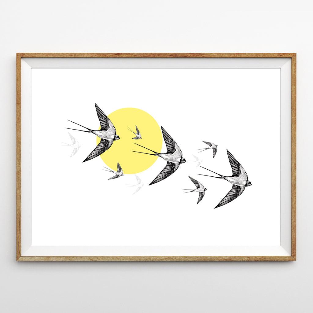 Yellow Swallows Print